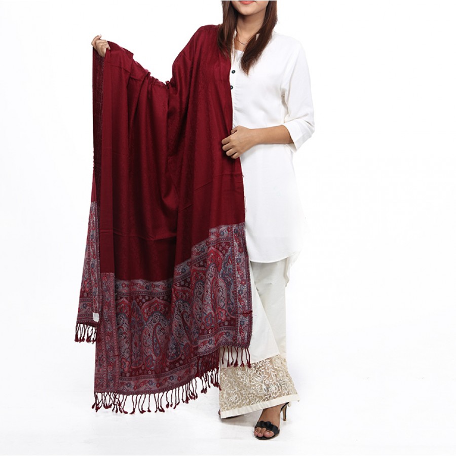Acro Woolen Maroon Color Kashmiri (Kani Palla)  Shawl For Her SHL-151-5